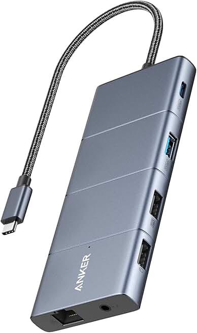 Anker USB C Hub, 11-in-1 Docking Station Dual Monitor, 10 Gbps USB-C and USB-A Data Ports, 4K HDMI and DisplayPort, 85W Power Delivery, 2 Data Ports, Ethernet, for XPS ECOLOGO