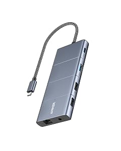 Anker USB C Hub 11-in-1 Docking Station Dual Monitor 10 Gbps USB-C and USB-A Data Ports 4K HDMI