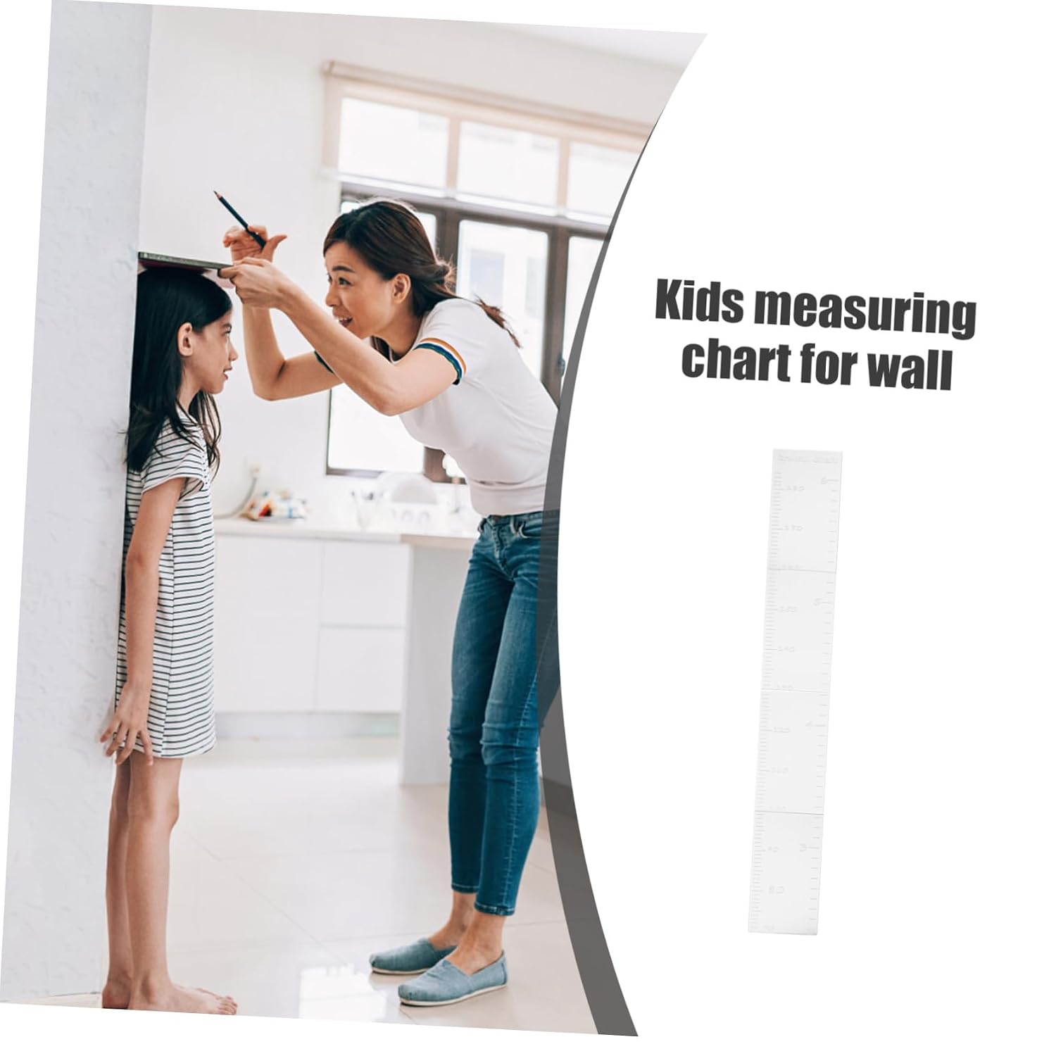Self-Adhesive Height Measurement and Girls Growth Chart Wall Decal Mirror Finish for Home Decor Easy to Apply for Boy Girl Rooms