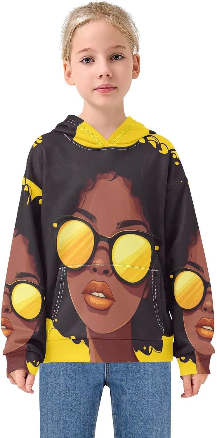 ALAZA African American Woman Hoodies Sweatshirt for Boys Girls Kids Hooded Pullover Top