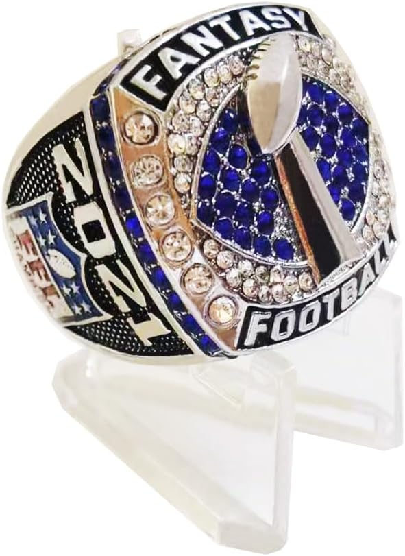 2021 Fantasy Football Ring | Heavy FFL Championship Ring | Silver Plated Award Trophy For Fantasy Football League Winner
