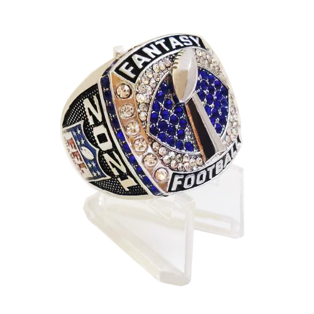 2021 Fantasy Football Ring | Heavy FFL Championship Ring | Silver Plated Award Trophy For Fantasy Football League Winner