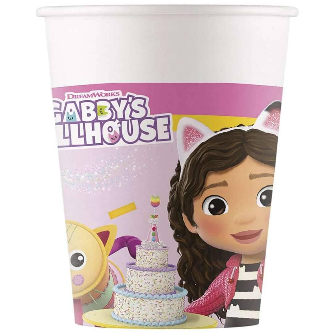 Procos White Gabby's Dollhouse Party Paper Cups, Pack Of 8, 200Ml