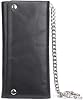 NIUCUNZH Mens Genuine Leather Chain Wallet: Biker Trucker Long Trifold wallet Heavy Duty Black