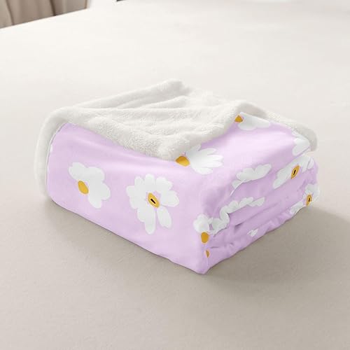 Miniatura 4 de Daisy Florals Throw Blanket,Hippie Flowers Blanket for Room Decor,70s Retro Floral Fleece Blankets,All Seasons Super Soft,Queen 90"x90"