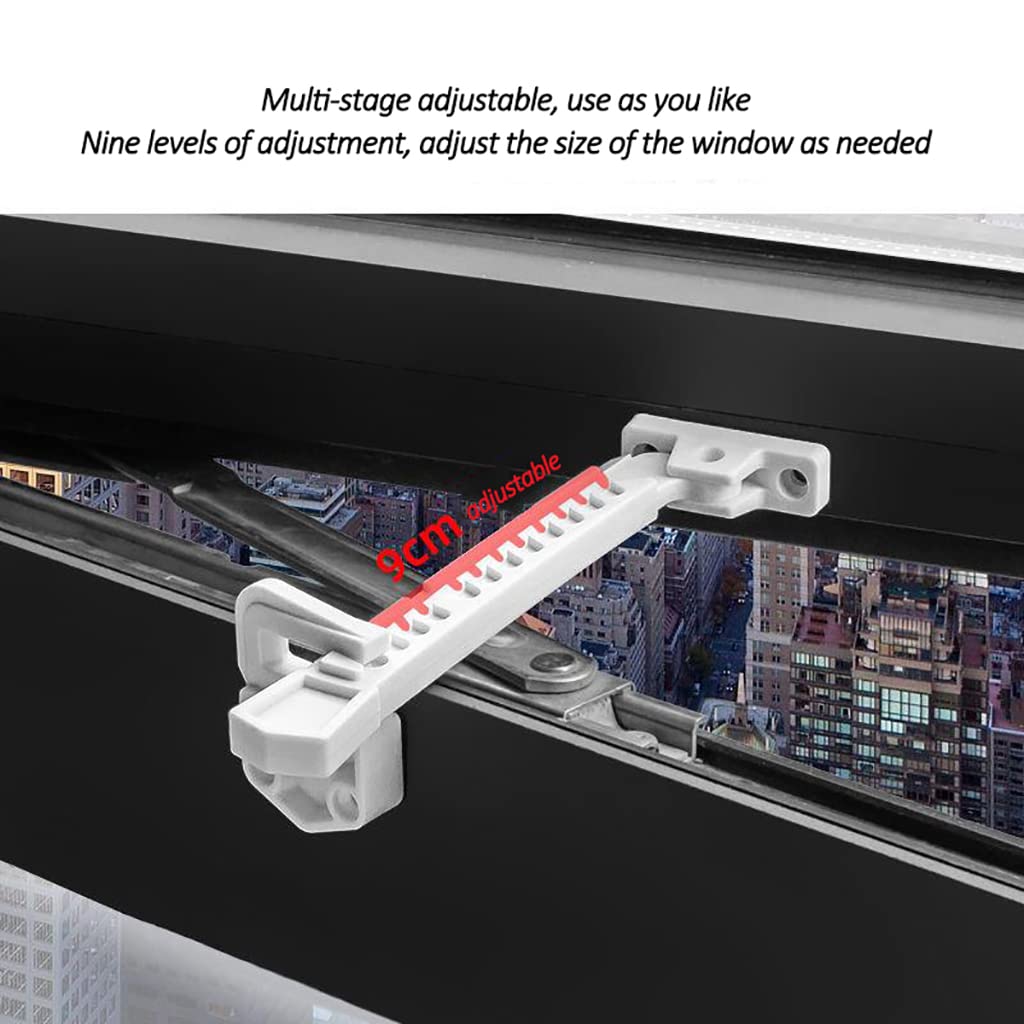 Luminexia 1Pc/2Pcs Serrature di Sicurezza per finestre Serrature autoadesive Regolabili per finestre Limitatore di Sicurezza Protezione antifurto per Sicurezza Bambini Home Office Dormitorio Scuola