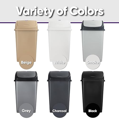 Miniatura 7 de Superio Basurero de cocina de 13 galones con tapa abatible, cubo de basura alto de plástico para exteriores e interiores, cubo de reciclaje grande