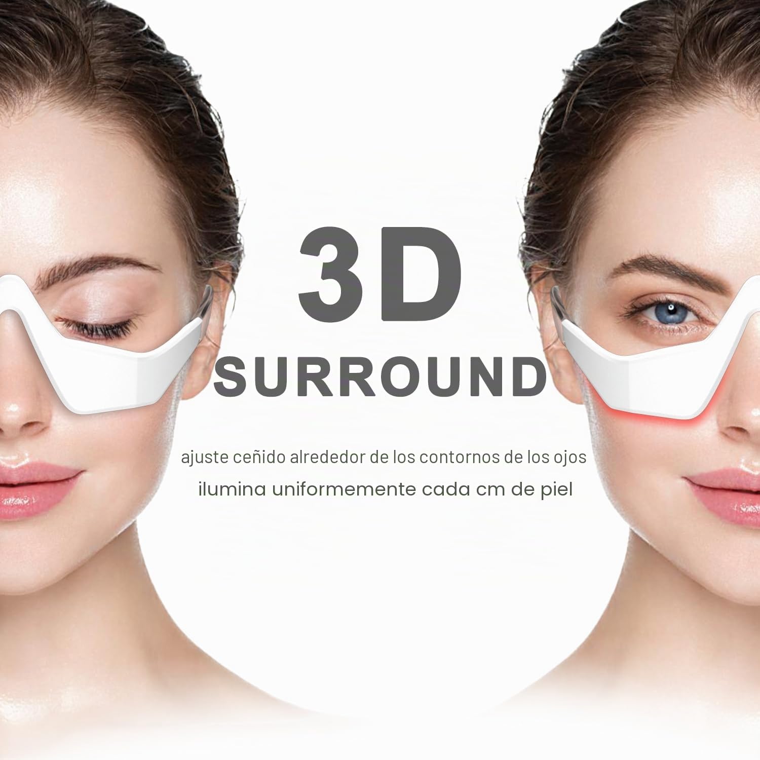 Dispositivo de terapia de luz roja debajo de los ojos, gafas de terapia de luz roja, masajeador de ojos con microcorriente, máscara de ojos de luz roja para bolsas de ojos, ojeras, hinchazón