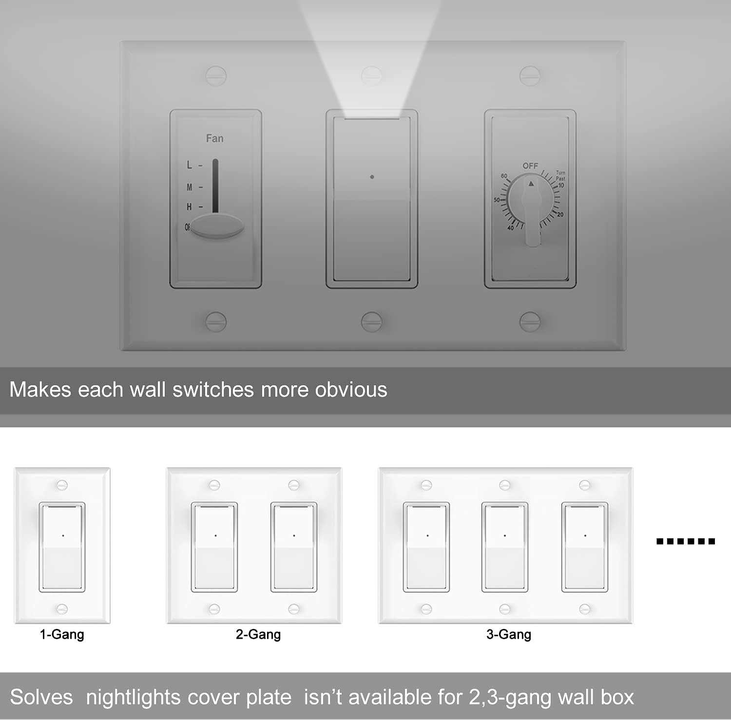 Black Friday - 50% OFF SOZULAMP 3 Way Light Switch with Night Light-Easy to Install-No Neutral Required,Illuminated Decora Paddle White Wall 3 Way Switch with Light Sensor,15 Amp 110V,Residential Grade(4Pack,Dayligh LED)