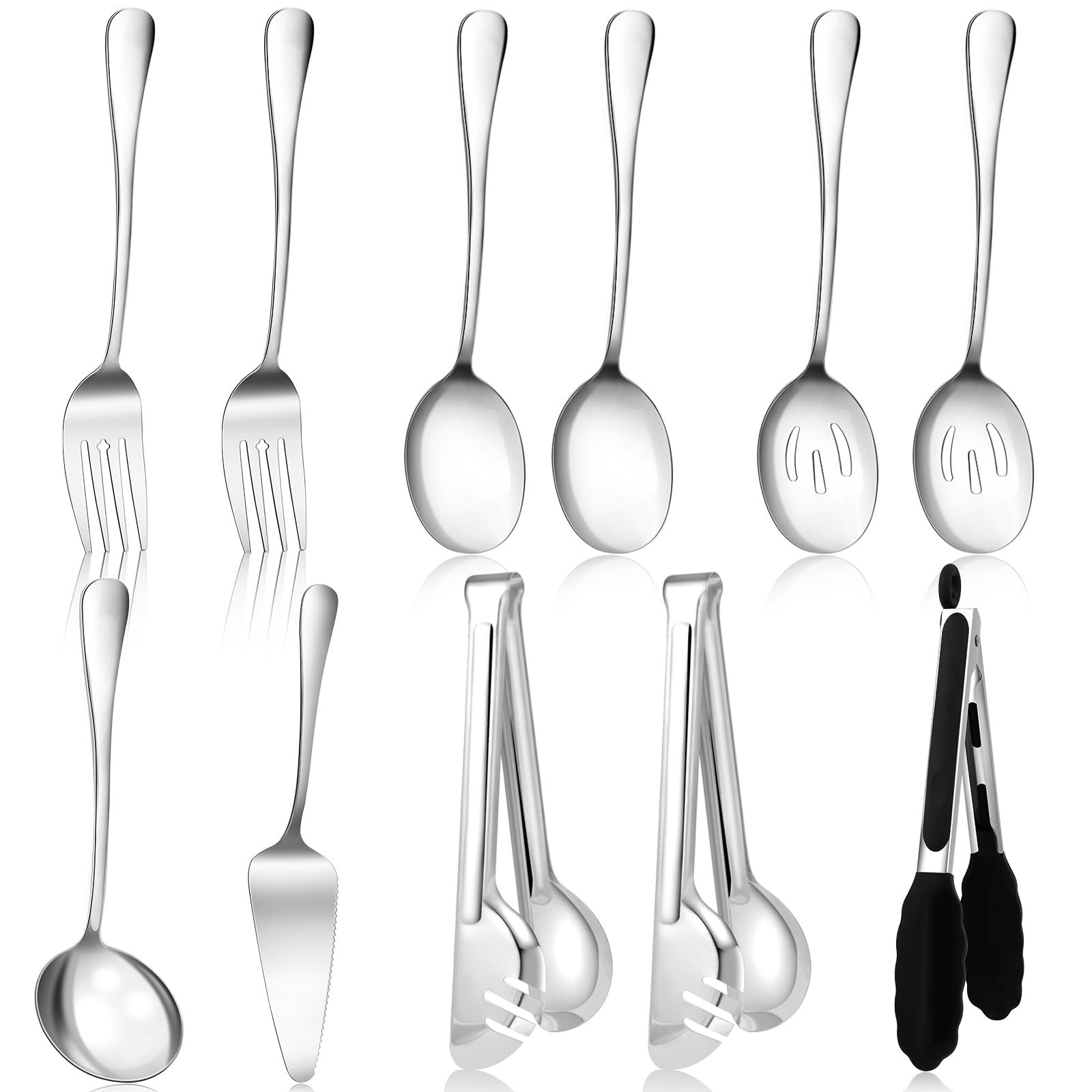 MIDELONG Set 4 Cucchiai Da Portata Arcobaleno In Acciaio Inox - 2 Grandi + 2 Forati Per Buffet E Catering