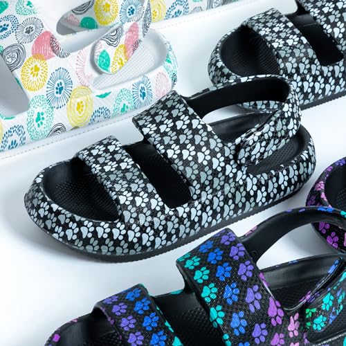 Paw Print Pillow Slingback Sandals Adjustable Velcro EVA Sole Quick Dry Water Friendly Walking Shoes for Women Casual Summer2