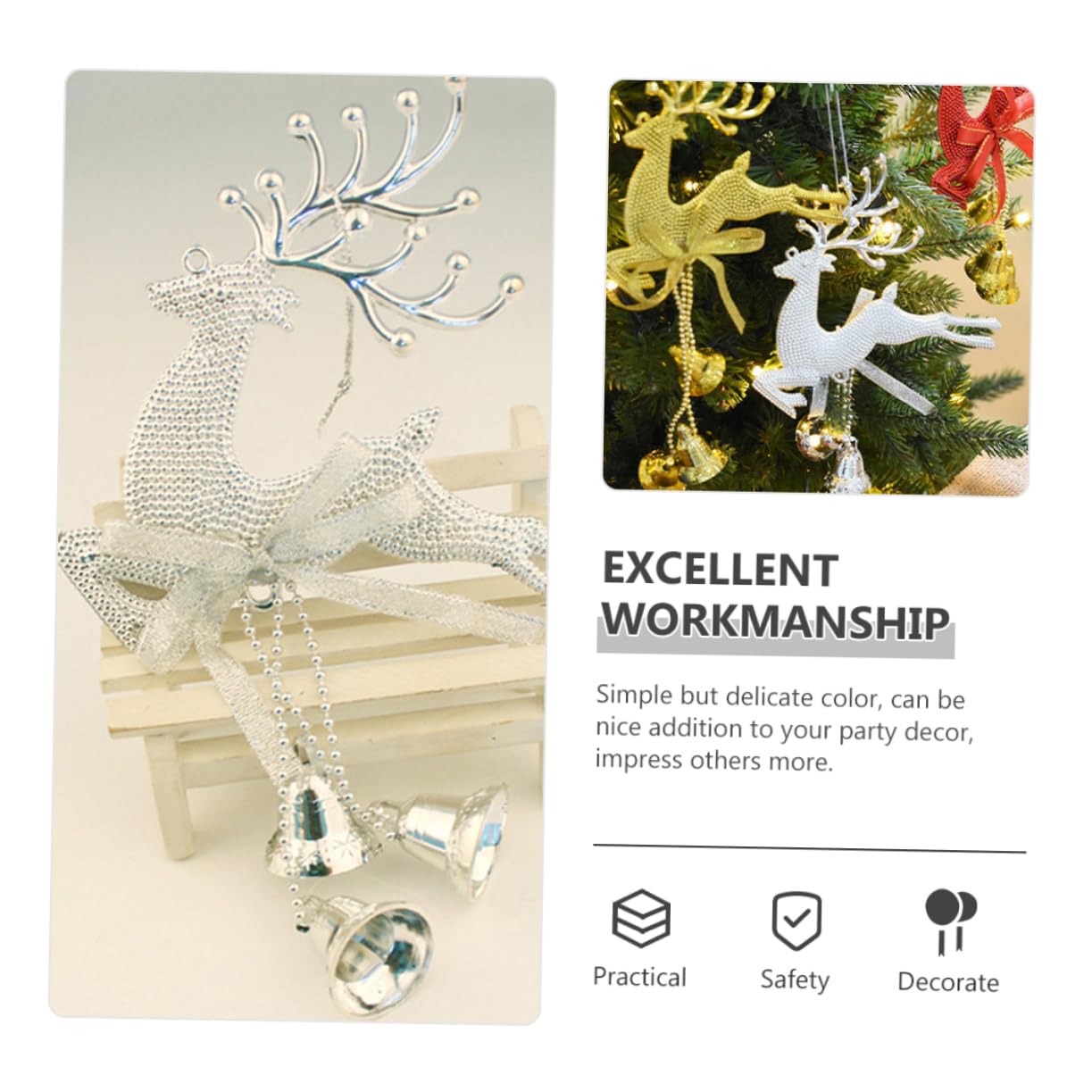 PRETYZOOM 3 Set Di Decorazioni Per Lalbero Di Natale Ornamenti in Feltro A Forma Di Renna Decorazioni Da Appendere Allalbero Di Natale Pendenti A Forma Di Renna Per Feste 6 Pezzi*3