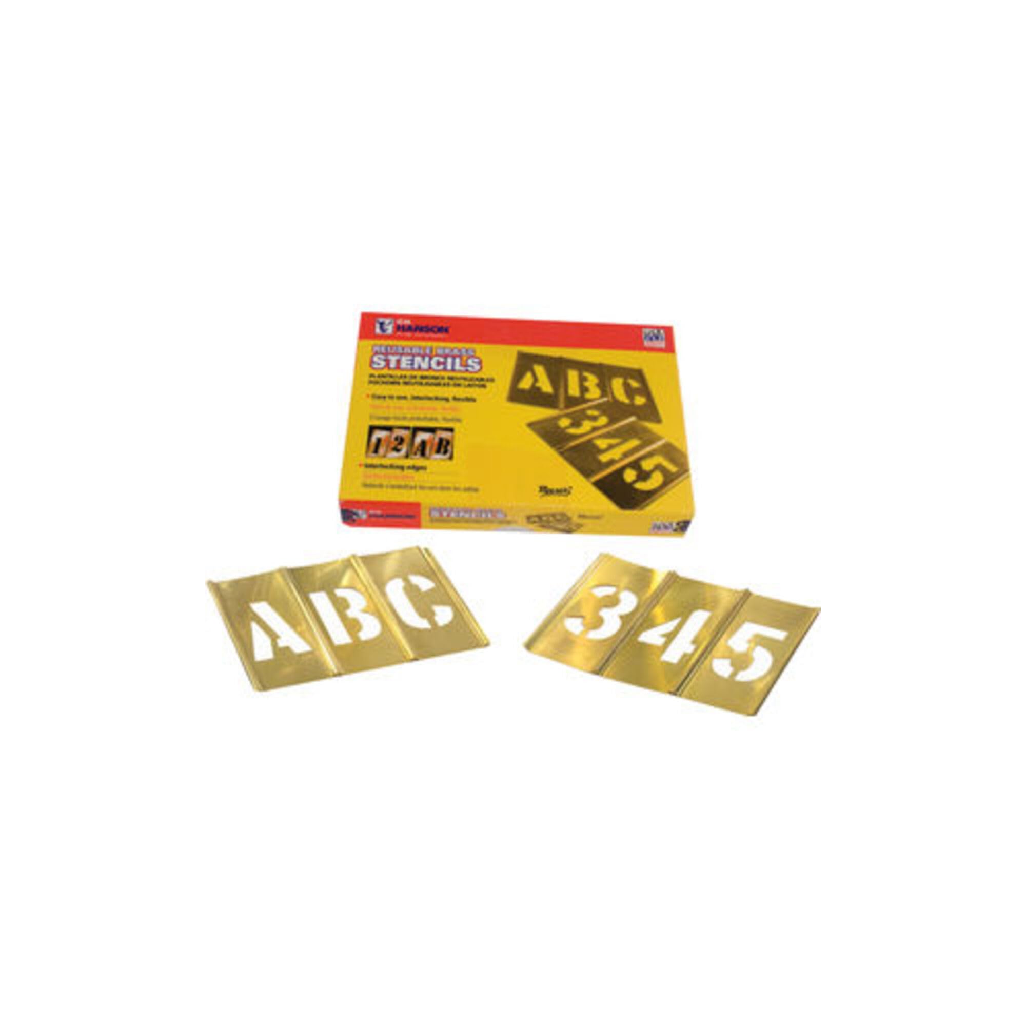 C.H. HANSON 10068 45 PIECE BRASS STENCIL LETTER & NUMBER SET 1'' GOTHIC STYLE F