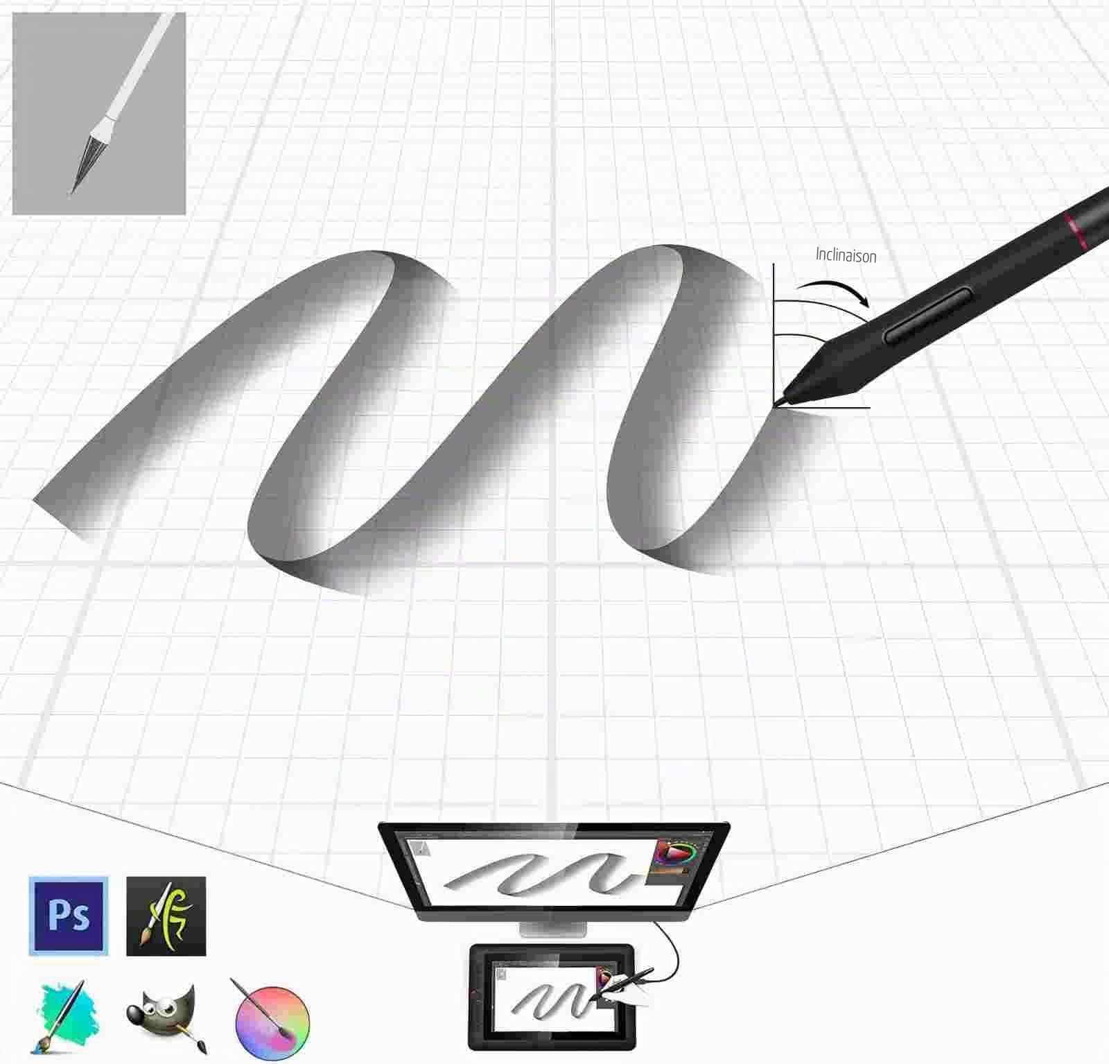 XP-Pen PA2 Stylet sans Batterie avec 8192 Niveaux de Pression 60° pour Aritist 12 Pro, Artist 13.3 Pro, Artist 15.6 Pro, Artist 22R Pro Tablette Graphique