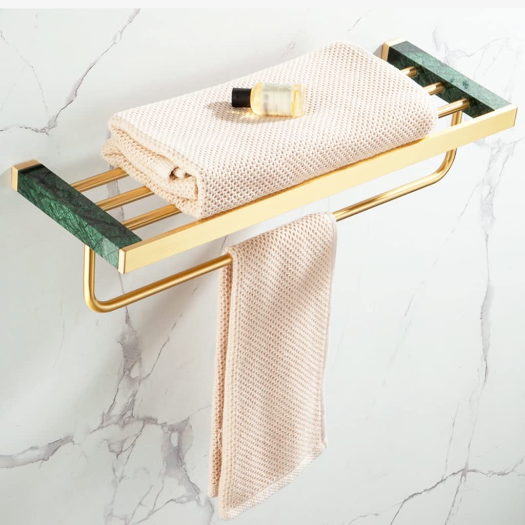 Porte-serviettes en cuivre doré et marbre chic pour salle de bain haut de gamme