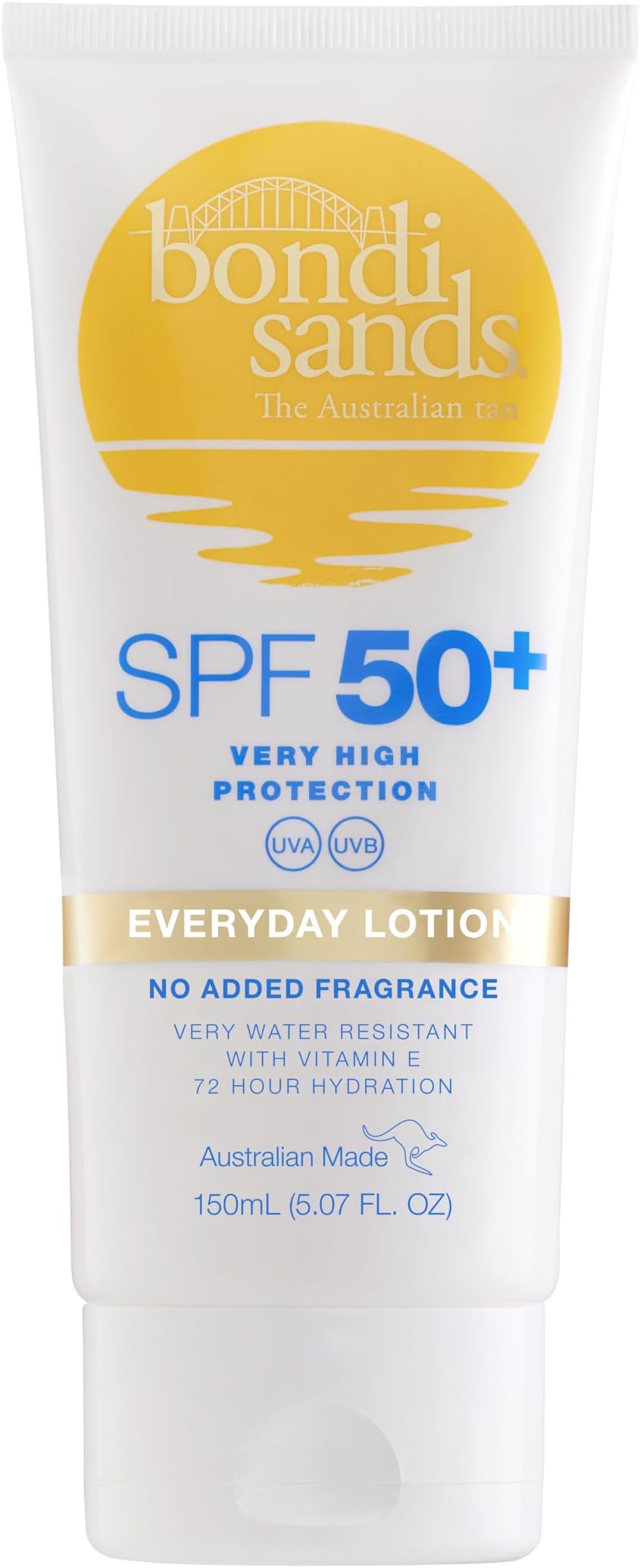 Bondi Sands Fragrance Free Sunscreen Lotion SPF 50+ | Non-Greasy Broad-Spectrum Formula Moisturises, Soothes, and Protects Skin, Water Resistant Up To 4 Hours + Cruelty Free | 150 mL/5.07 Oz
