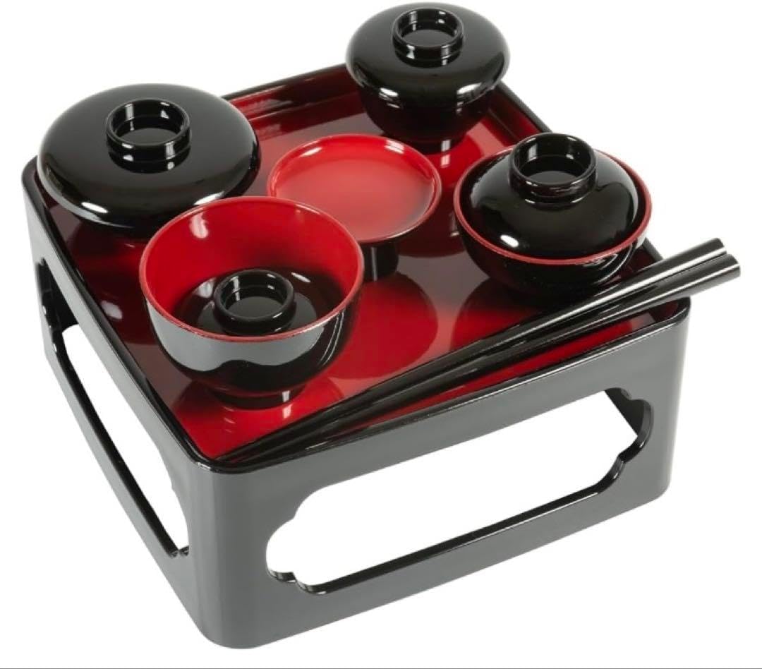 イズミ BJ016 時代輪島塗 蓋朱 日の出波鶴図 金蒔絵 吸物椀 四客