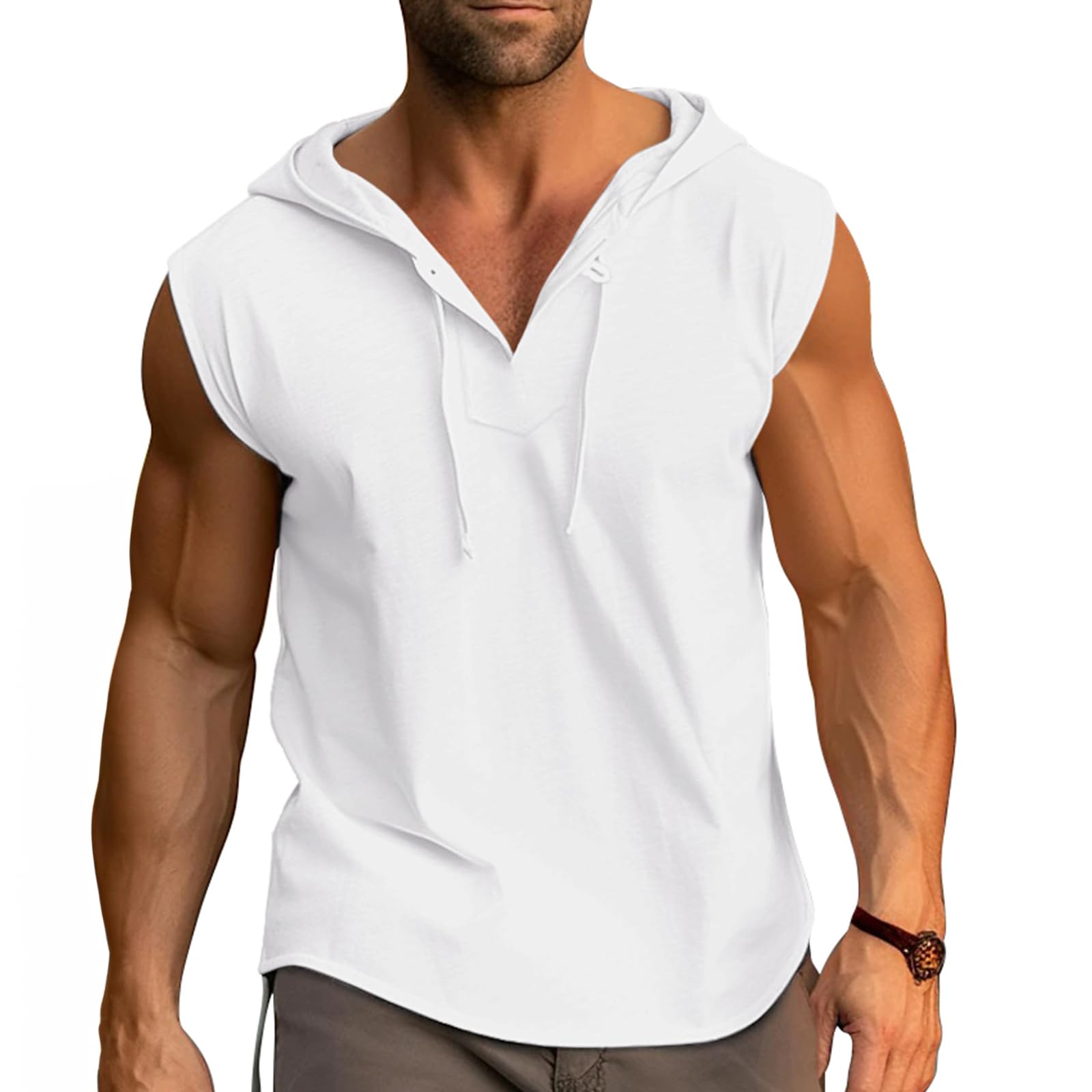Debardeur Homme Coton Musculation Tank Top Sport Tee Shirt sans Manche Débardeur à Capuche Fitness M-3XL