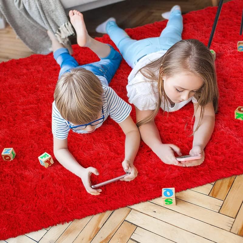 Image of Carpet for Hall | Carpet for Living Room |7X10 FEET Rugs for Bedroom | Carpet | Rug for Living Room | Carpet & Rugs for Home Decor | Carpet for Bedroom Floor (RED)