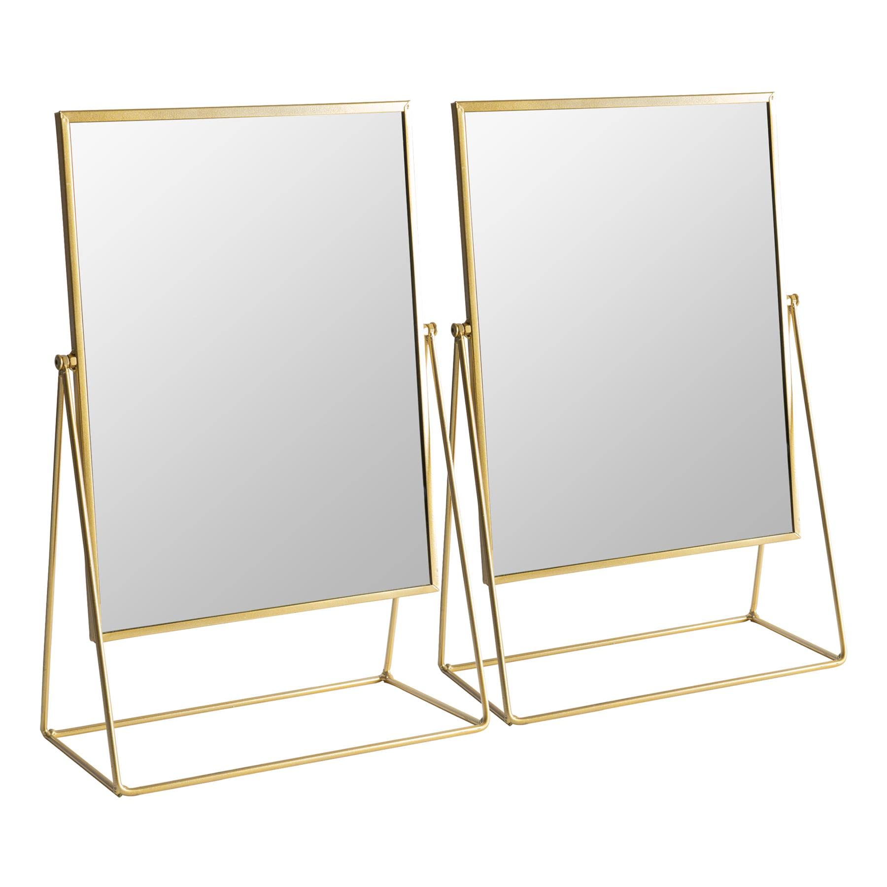 Harbour Housewares Gold 2 Piece Dressing Table Vanity Mirror Set - Free Standing Tabletop Makeup Cosmetic Mirrors - 32Cm
