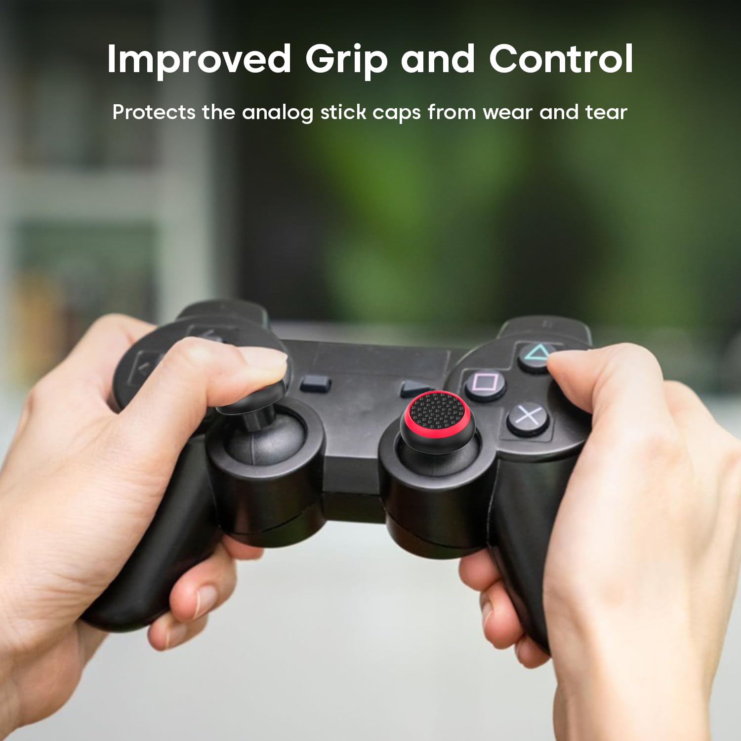 Sounce 8 Pair / 16 Pcs Controller Thumb Grips PS5/PS4/Xbox One/360/Switch, Anti-Slip Joystick Caps for PS5 Remote Controller & Gamepads, Soft Silicone Thumb Stick Covers for Enhanced Grip & Protection — Amazon image 2