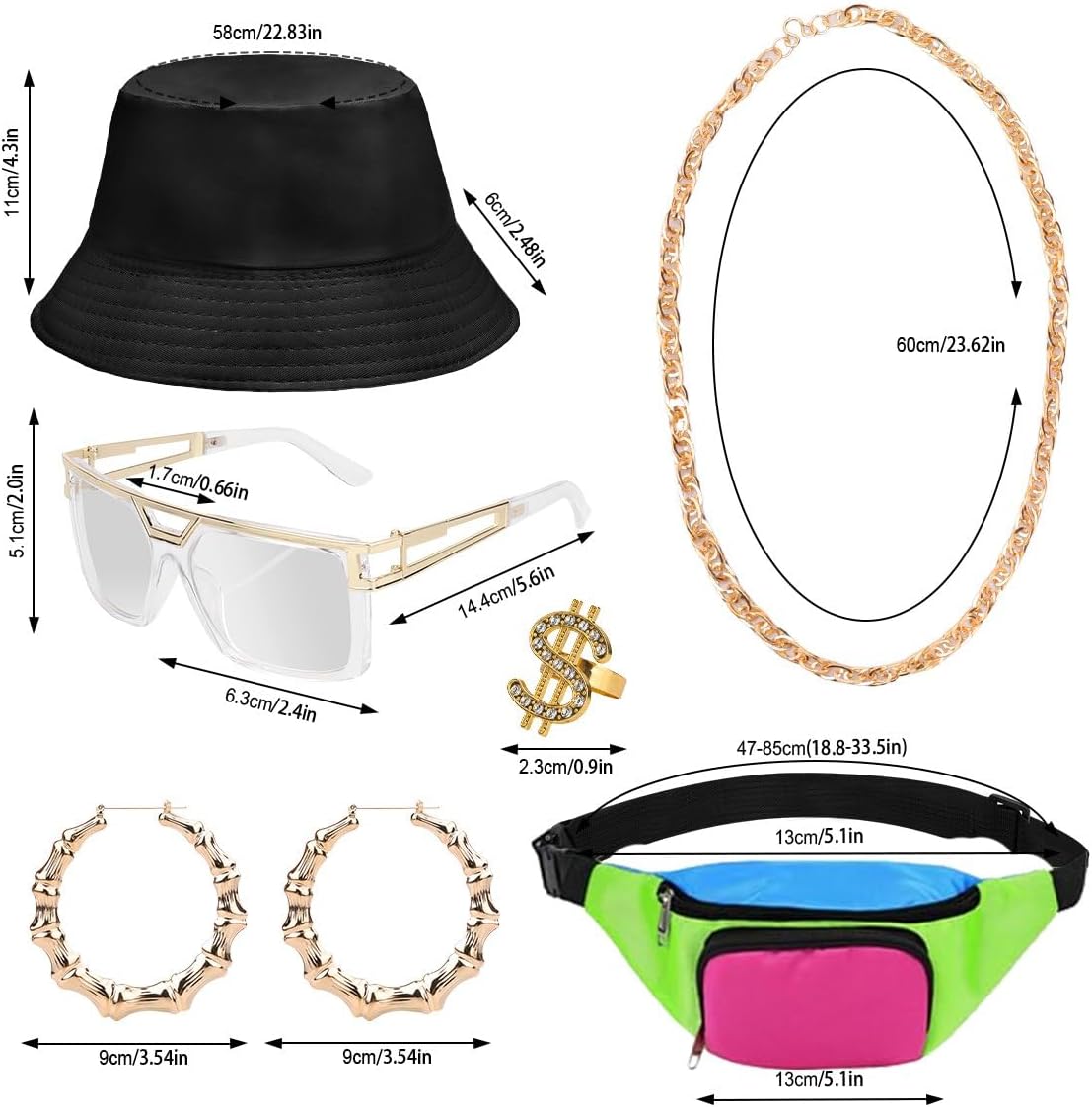 80s 90s Outfit for Women Baseball Jersey Shirt Shorts Fanny Pack Retro Party Costume Repper Accessories - Image 2