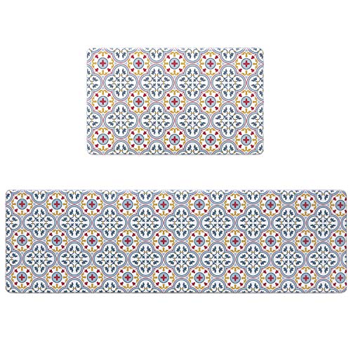 Kitchen Rug Set,LEEVAN Kitchen Floor Mats 2 Piece PVC Leather Anti Fatigue Comfort