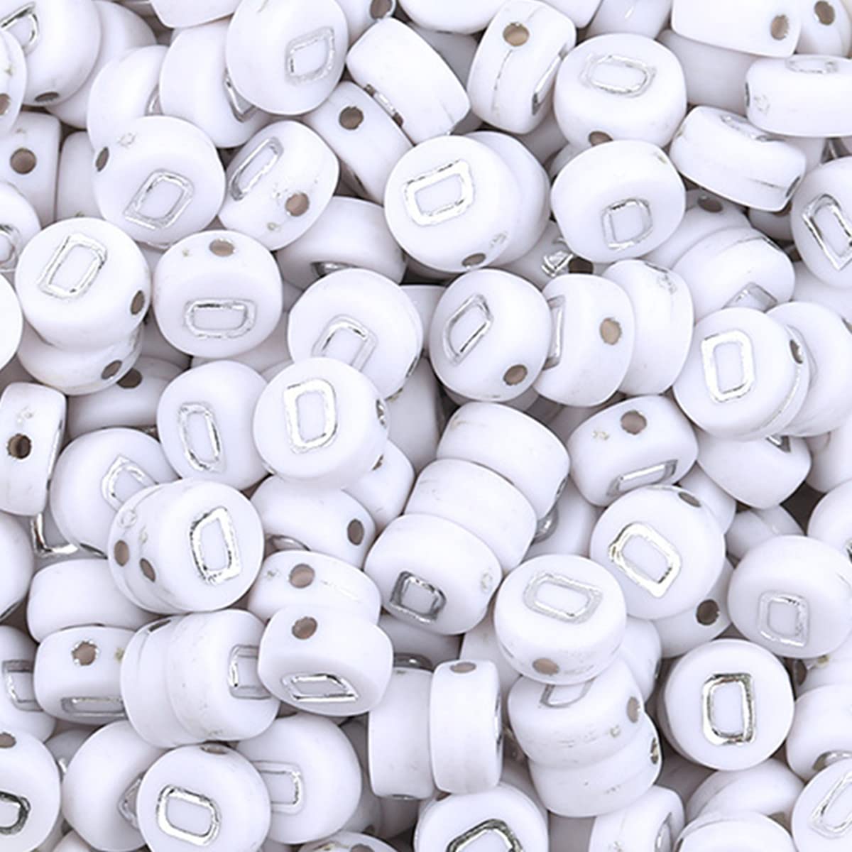 Bxwoum 100 Pieces 4×7mm Silver Round Acrylic Alphabet Letter Beads Letter D Beads for Jewelry Making Bracelets Necklaces Key Chains