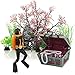 Eyech Live-Action Aquarium Ornament Undersea Treasure Chest Diver, Air Bubbler Aerating Fish Tank Decorations Black Color