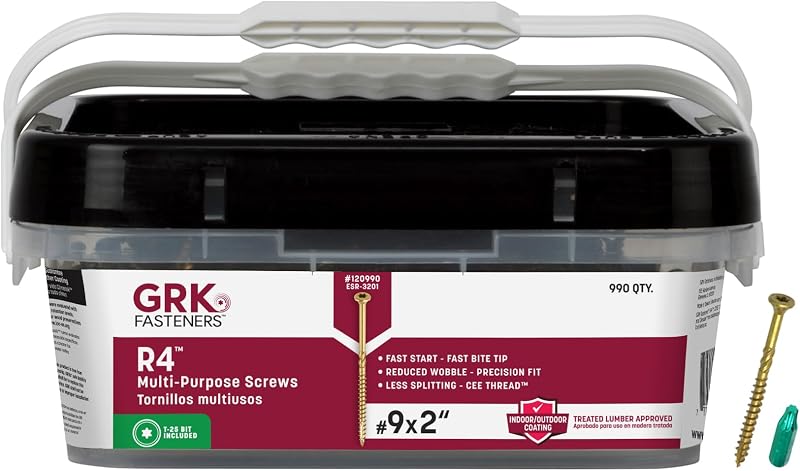 GRK Fasteners R4™ Tornillos para marcos multiusos n.º 9 x 2, 990 piezas
