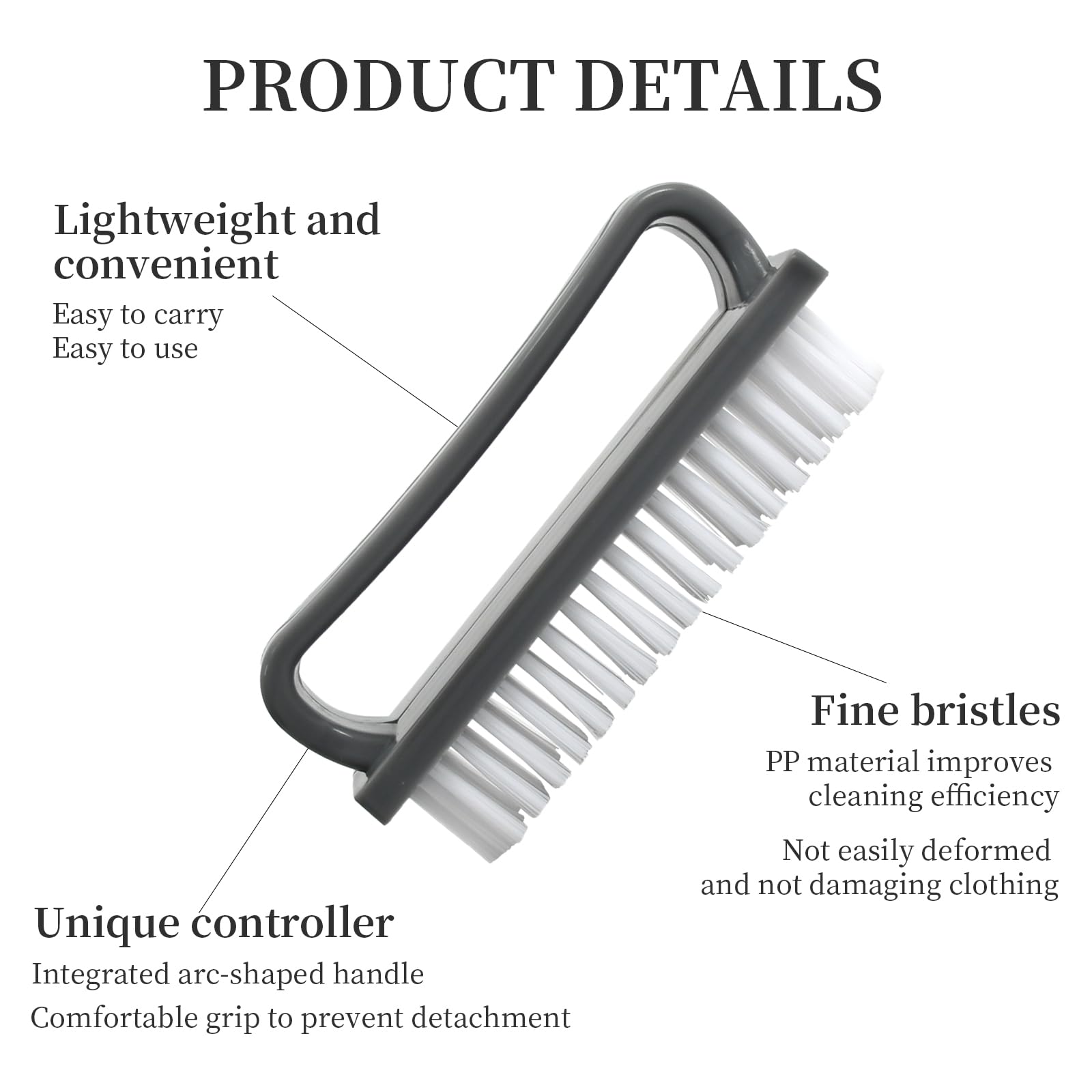 Spazzolino per Unghie e Mani, 4 Pezzi Set Spazzole Unghie 9.5x3.8 cm, Spazzolina con Setole Resistente per Pulizia Profonda, Multiuso per Casa, Cucina e Igiene Personale, Grigio