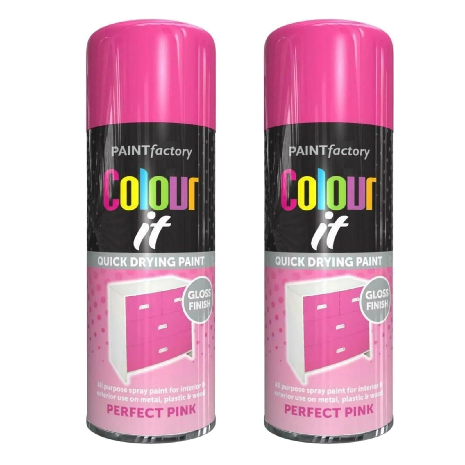 PNJB Perfect Pink All-Purpose Aerosol Spray Gloss, Multipurpose, Interior/Exterior, Gloss Finish, Quick Drying, Indoor and Outdoor,250ml, (2PCS)