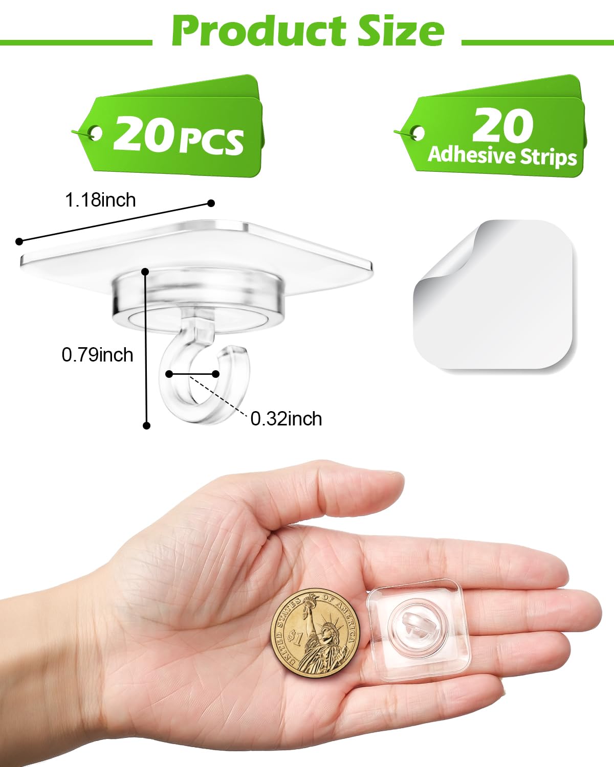 Adhesive Ceiling Hooks - No Drill Hanging -2