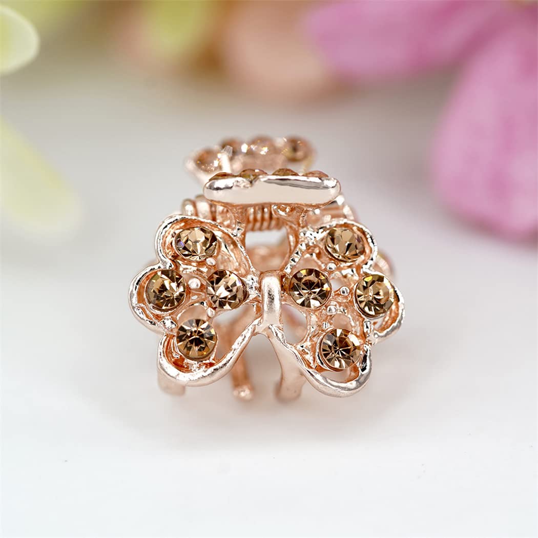 6 PCS 0.7 Inch Hair Clips for Thin Hair, Small Size Non-slip Matte Claw Clips Women, Double Row Teeth Jaw Clips with Crystal (Butterfly A) - Image 7