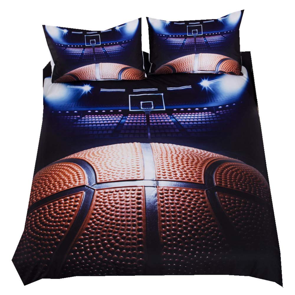 Stillshine Juego de sábanas Juego de Funda nórdica Juego de Baloncesto Estilo Deportivo Funda de edredón + Funda de Almohada Banda Invisible Juego de sábanas (150x200 cm - Cama 90 cm)
