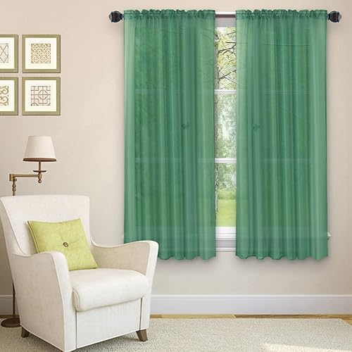 Golden Linens LLC Juego de 2 cortinas transparentes con bolsillo para barra, 54 pulgadas de ancho x 63 pulgadas de largo, cada pieza (108 x 63 Golden Linens LLC Juego de 2 cortinas transparentes con bolsillo para barra, 54 pulgadas de ancho x 63 pulgadas de largo, cada pieza (108 x 63