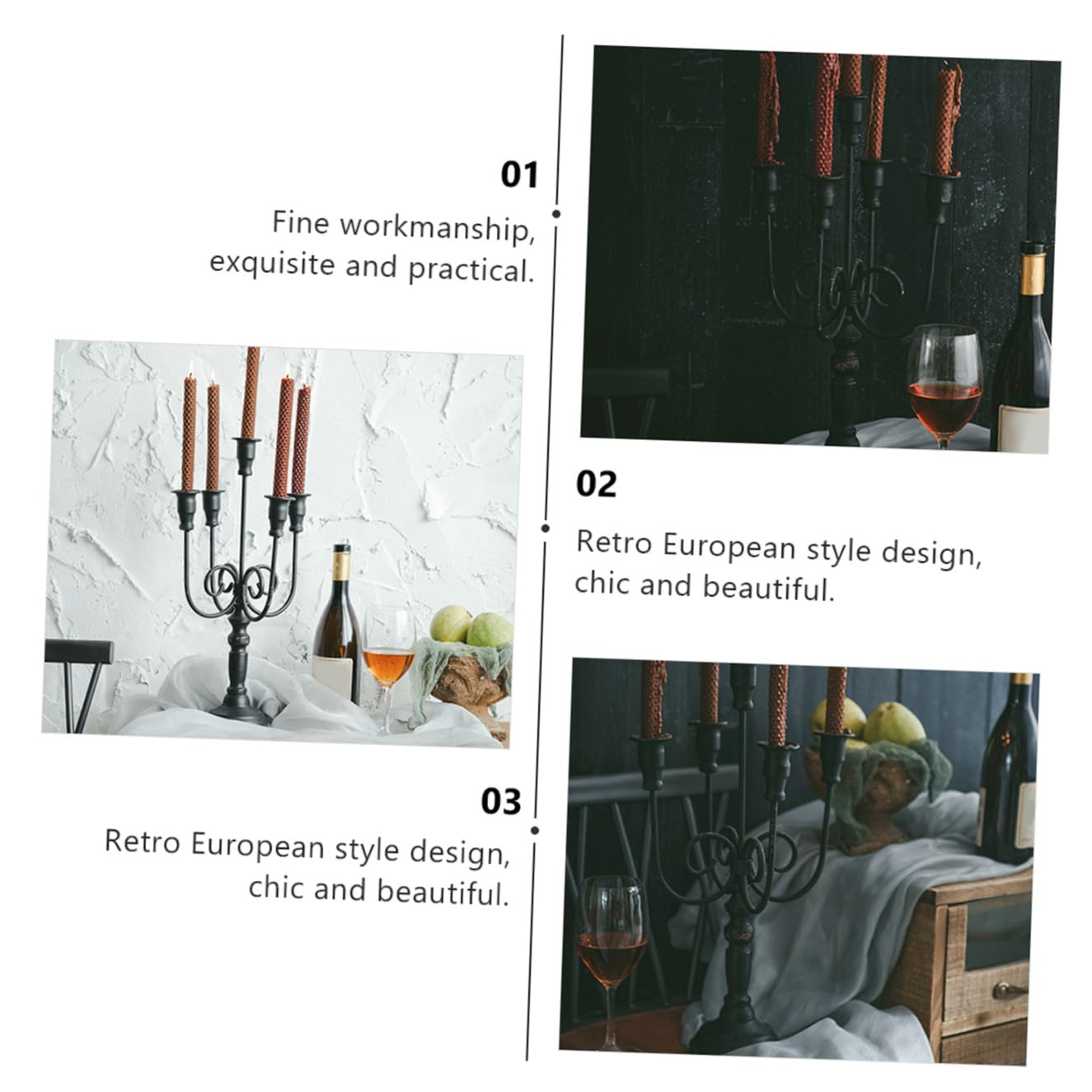 TOPBATHY 1Pc Candeliere 5 Bracci Supporto Di Decorazione Di Cerimonia Nuziale Finiture In Metallo Tealight Supporto Di Vitnage Tealight Titolare Decorazione In Metallo