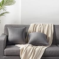 Vista 117 de 2 fundas para cojín decorativo de terciopelo con pompones