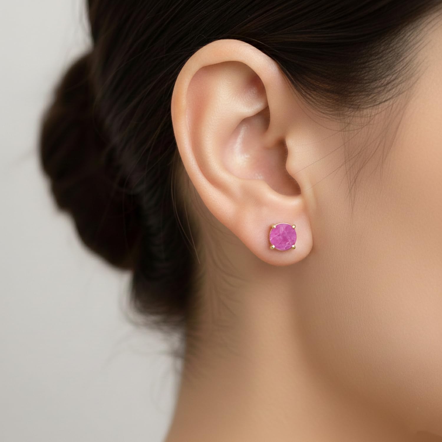 Natural Gemstone Stud Earrings for Women, 18K Gold Plated Flat Back Birthstone Jewelry, Healing Crystal Chakra, Handmade Prong Set, Christmas Gift