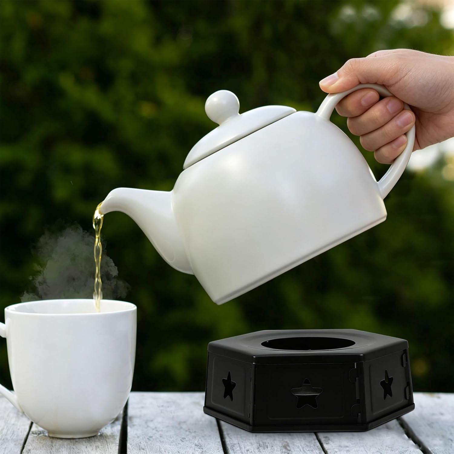 PATKAW Portable Stainless Steel Teapot Warmer Base, Household Metal Tea Warmer Heater for Coffee and Tea, Removable Design for Home Use