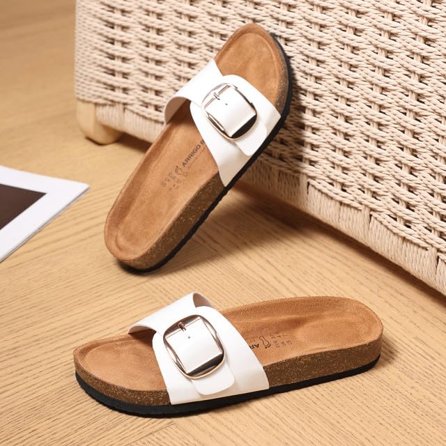 ARRIGO BELLO Sandales Femme Été Mules Boucle Réglable Chaussons Antidérapants Décontractés Plates Liège Chaussure Piscine Plage Pantoufles Taille 36-41