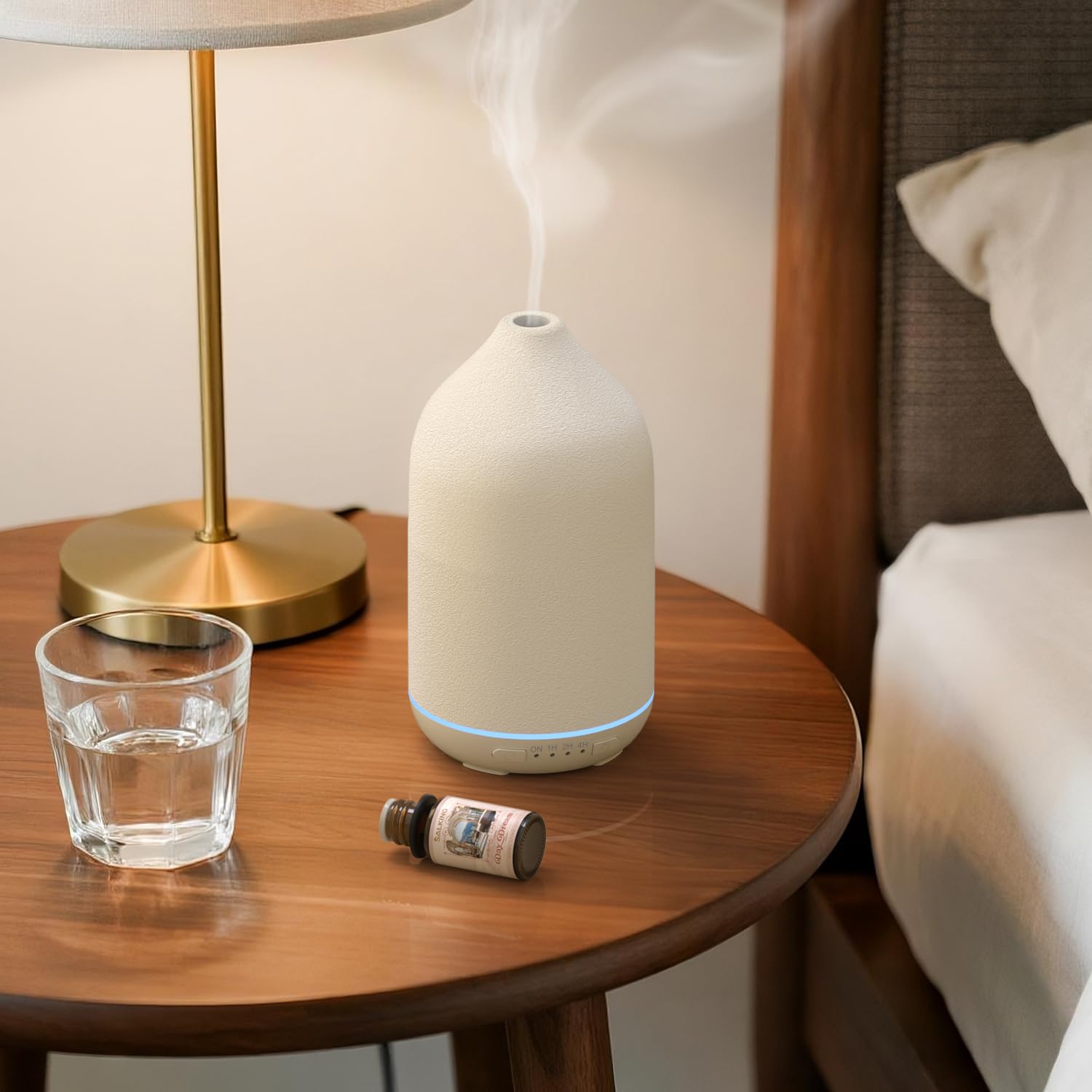 SALKING Aroma Diffuser Keramik Diffusor für Ätherische Öle - Duftöl Duftdiffusor Ultraschall BPA-Frei mit Einstellbarem Nebelmodus, Automatisch Power-Off Leise für Zuhause Büro Yoga 200ML Weiß