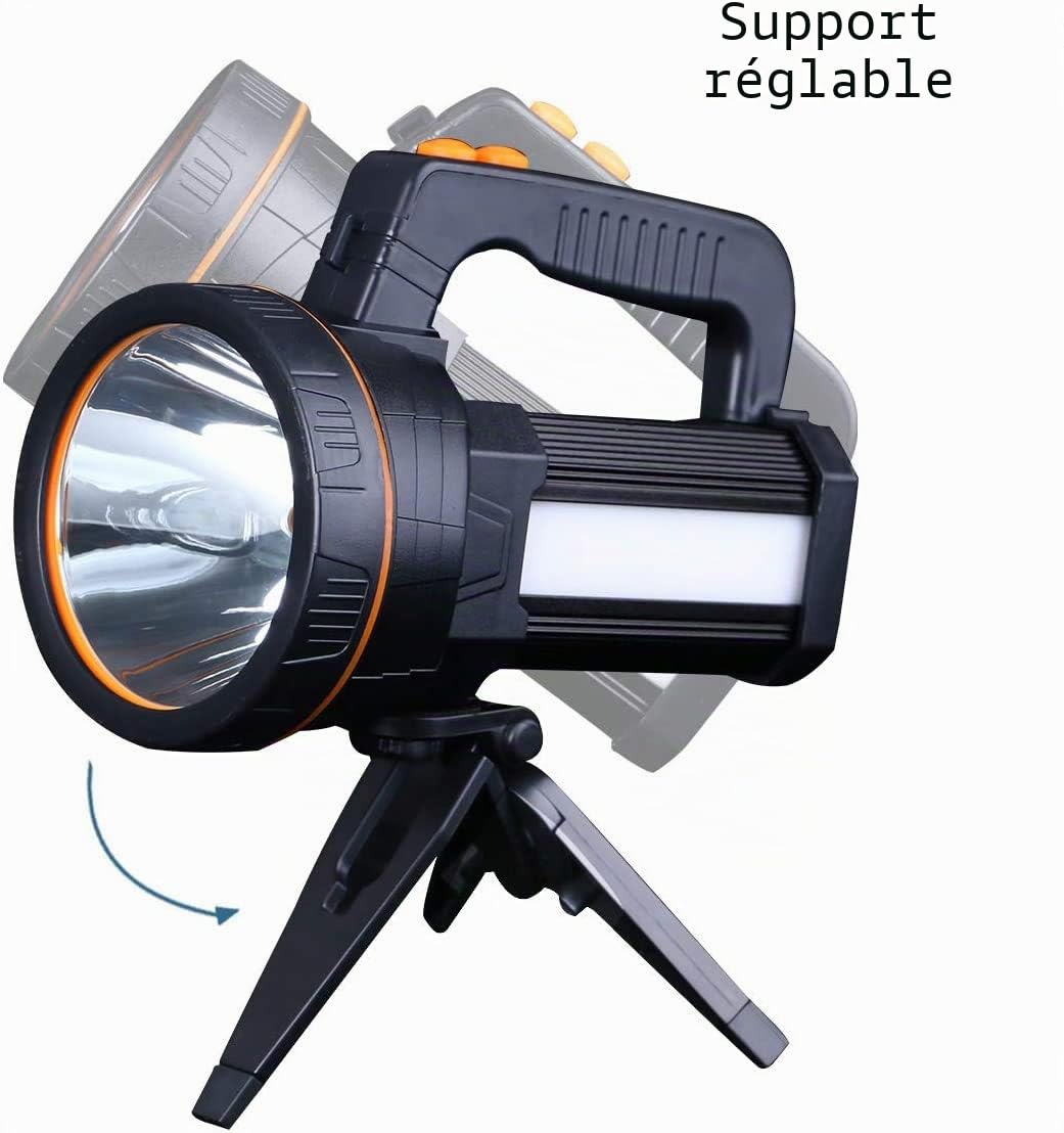 Lampe torche rechargeable Af-Wan portable puissante à LED super lumineuse 9000 mAh 7000 lumens avec lumière latérale Étanche charge USB Charge téléphone