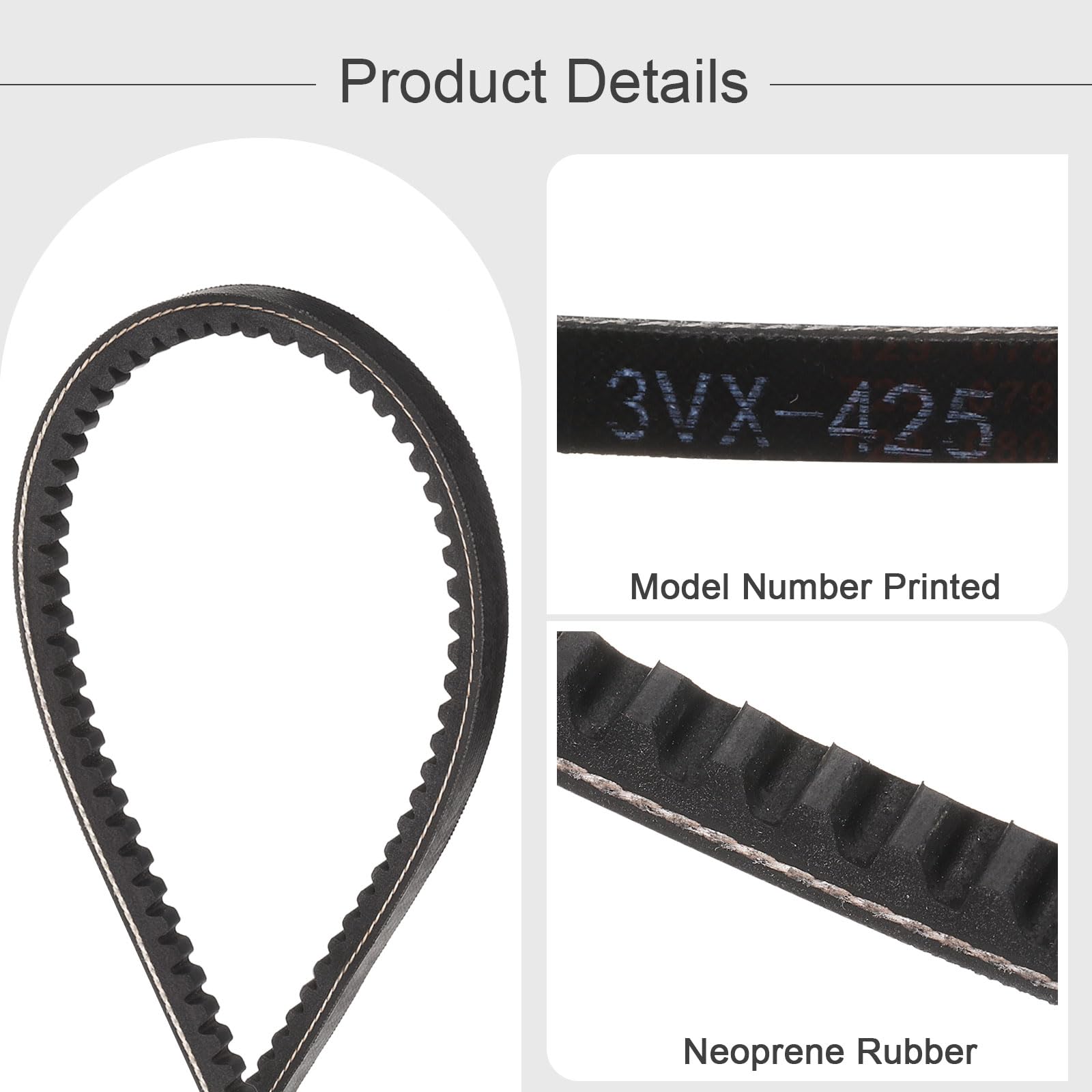 uxcell 2pcs 3VX425 Rubber V-Belt, Raw Edge Cogged Industrial V Belt 42.5" Length x 0.38" Width x 0.32" Thickness — Amazon image 3