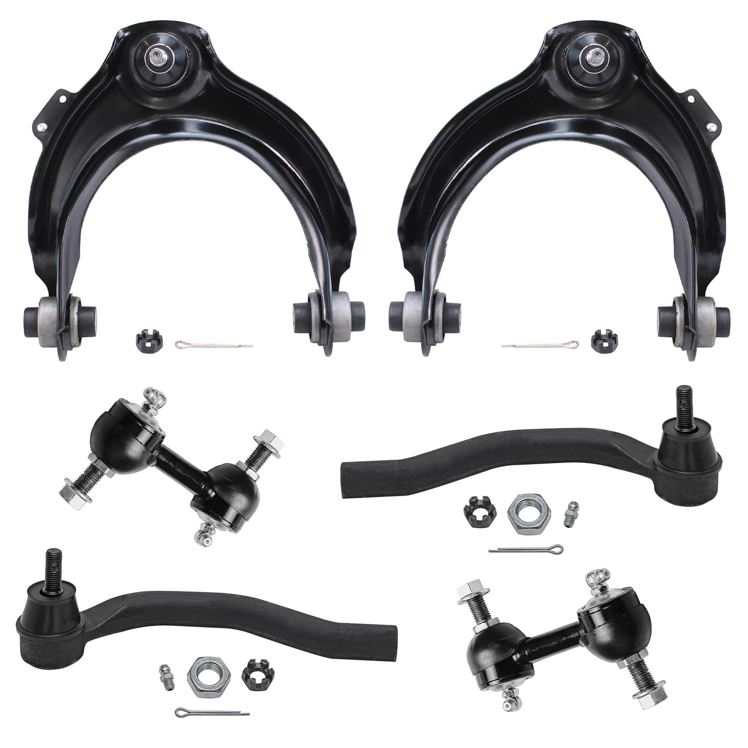 Detroit Axle - 6PC Front Upper Control Arms w/Sway bars and Outer Tie Rods