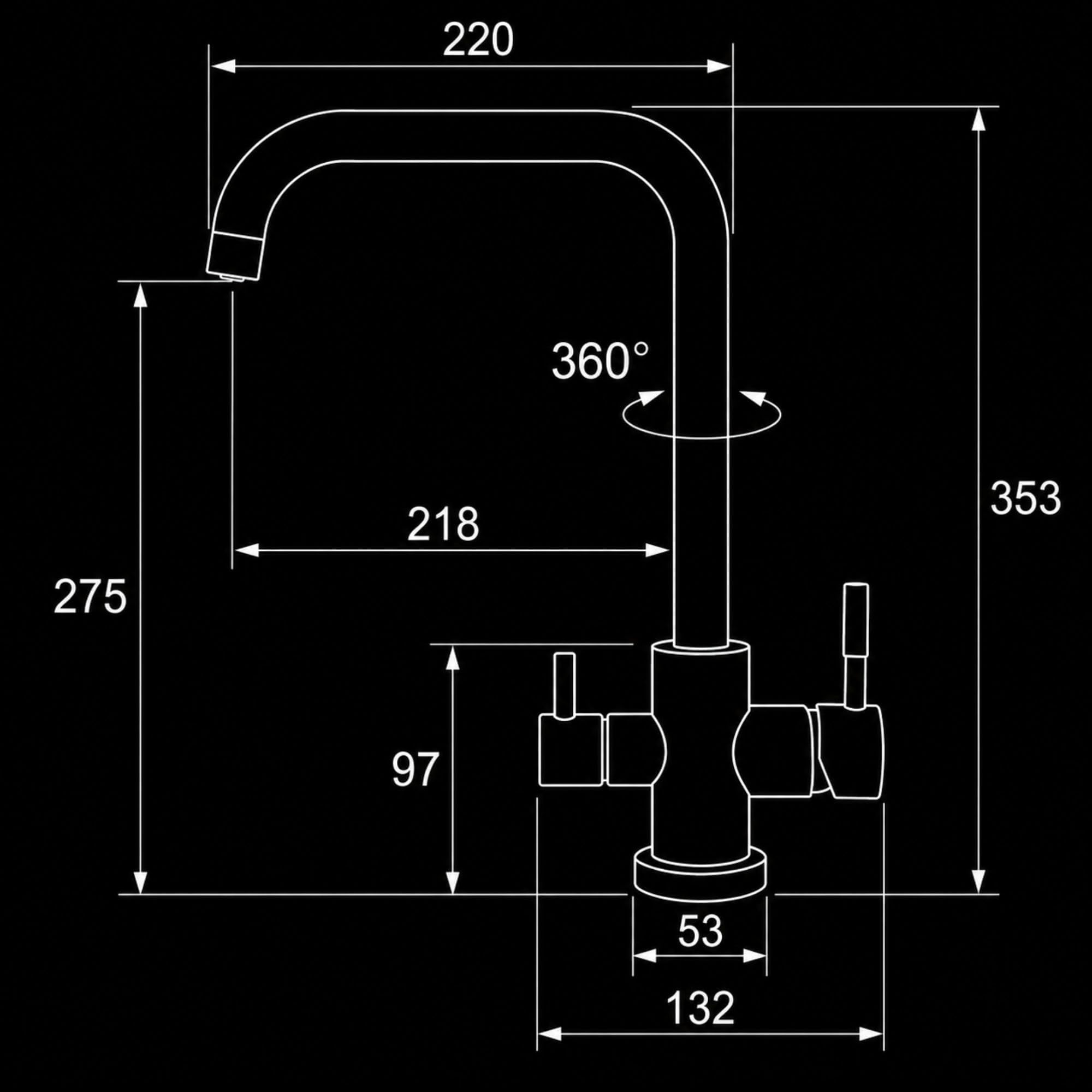 AORA VANTO INOX 3-drożny kran ze stali nierdzewnej, masywny, armatura kuchenna do filtra wody i instalacji osmozy, obracana o 360°, armatura zlewozmywakowa z oddzielnymi przewodami, kran z filtrem