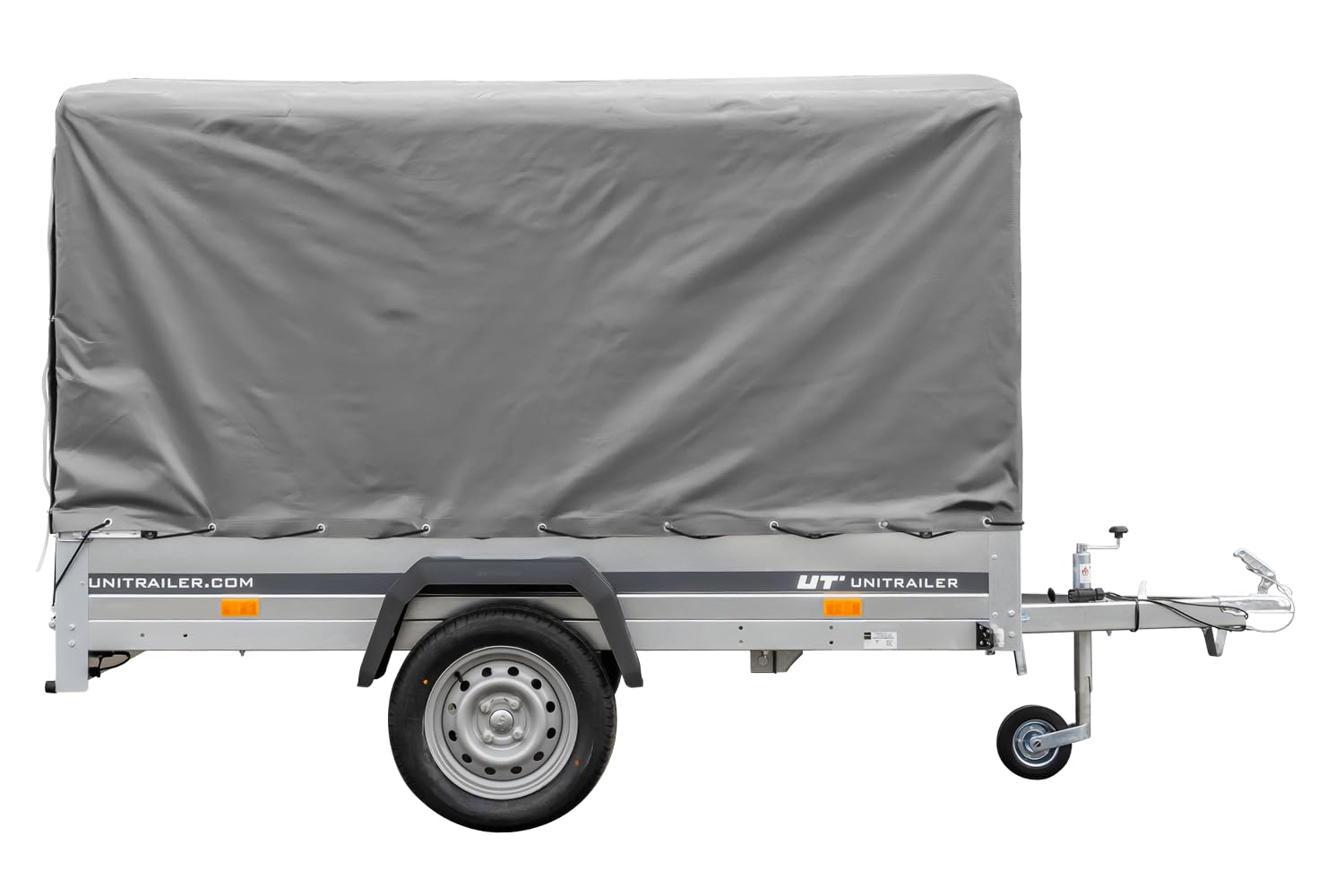 UNITRAILER PKW Anhänger 230x125 Garden Trailer 230 Kipp 750 kg mit Stützrad, 110 cm hoher Plane und Hochspriegel