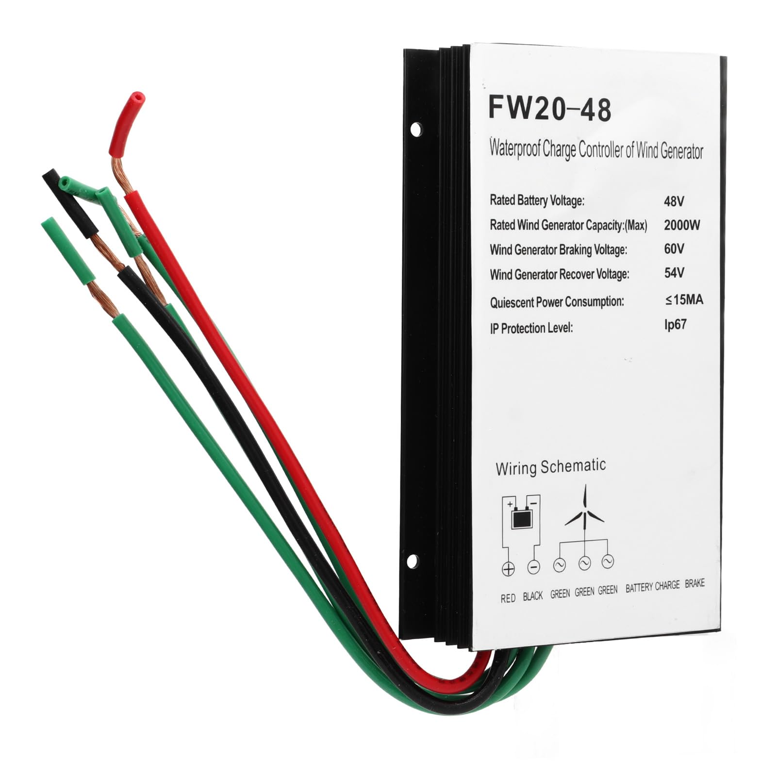 48V 2000W Aluminum Alloy Wind Turbine Controller PWM Auto Identification Wind Power Generator Regulator