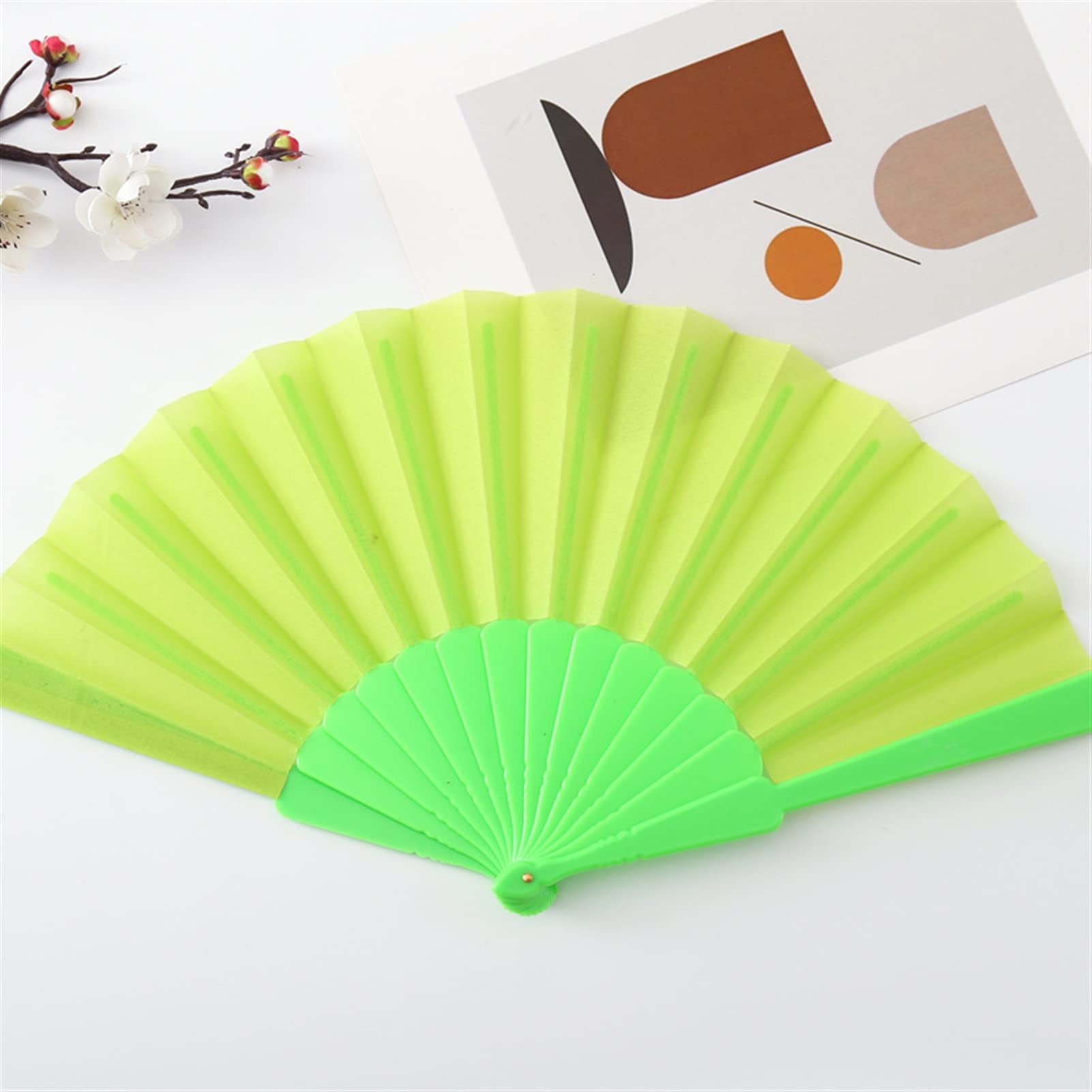 LKLNKVL folding fan, Folding Hand Fan - Room Decoration Gift Craft Plastic Hold Chinese Style Dance Performances Held Party Wedding Supplies Decorative(I)