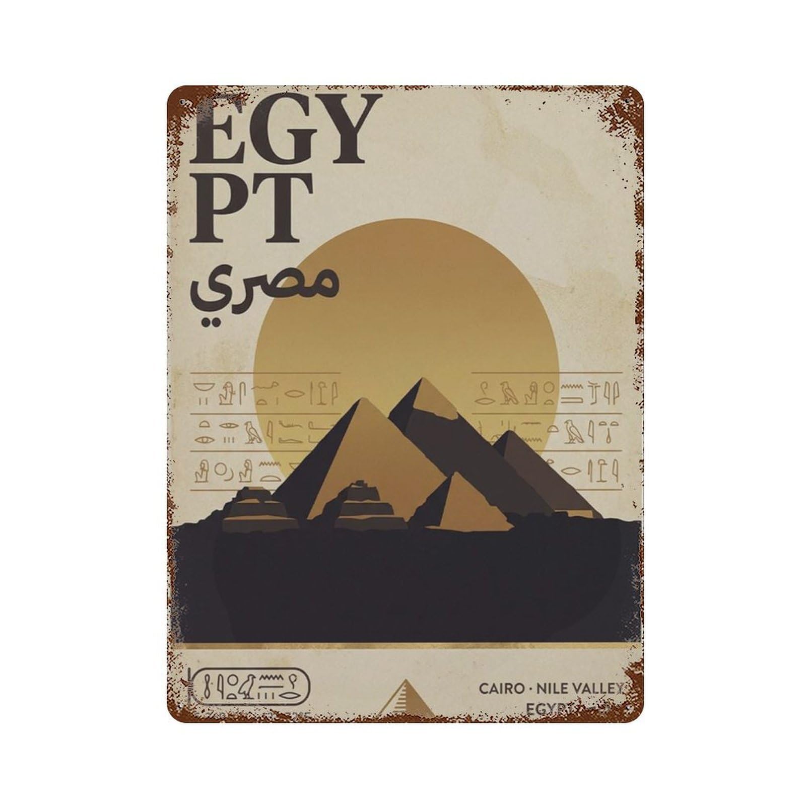 xiaoxiaoshen Egypt Travel Pyramid Desert Landscape Giza Landmark Work Retro Africa Wall Decor Art Metal Tin Poster Modern Home Decor Art Home Bar Shop Decorations Vintage Sign 40x30cm
